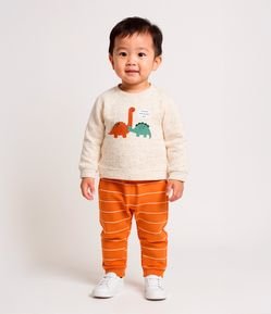 Conjunto Infantil com Estampa Dinos e Listras - Tam 0 a 18 meses