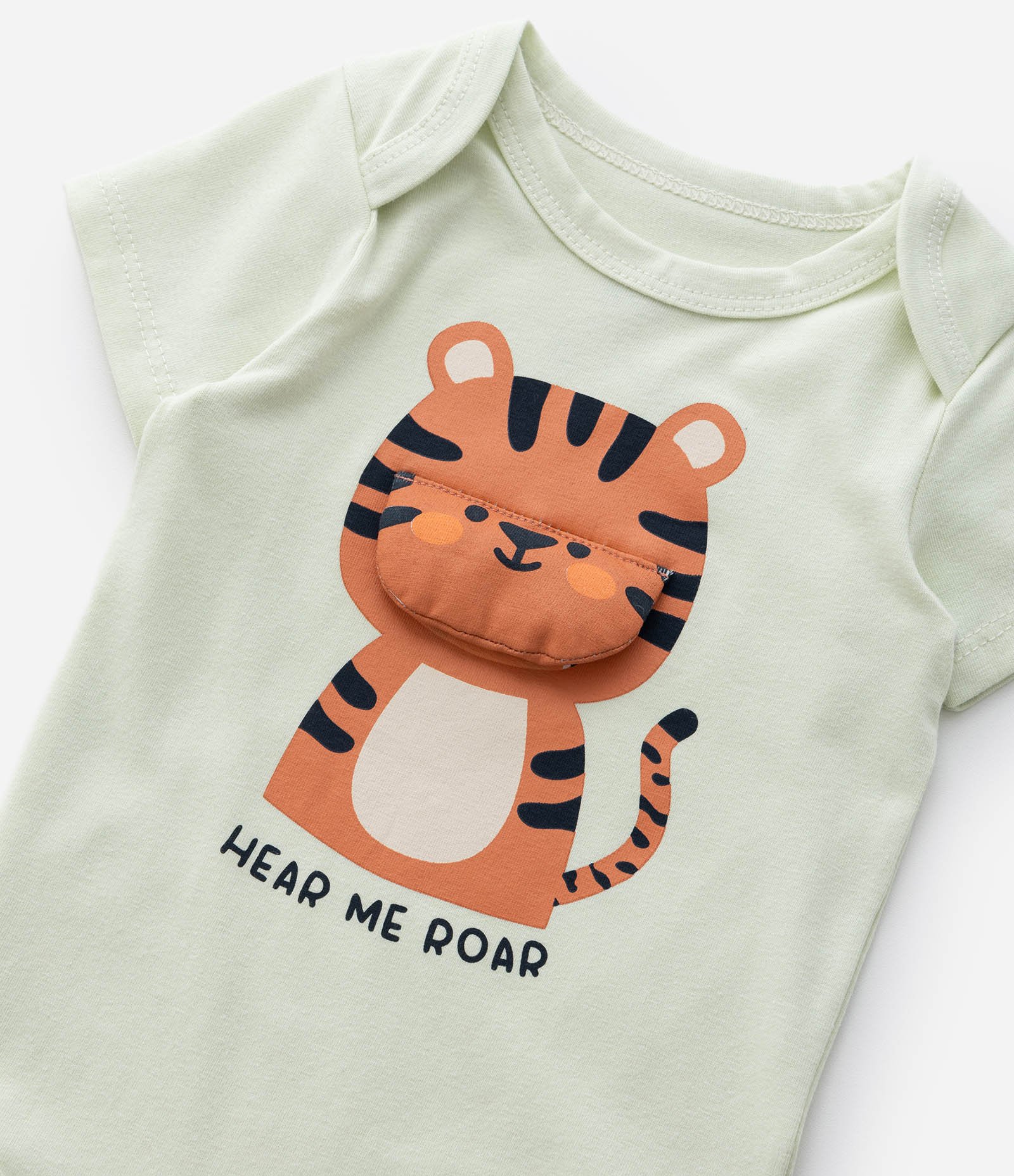 Body Infantil com Estampa Interativa de Tigrinho - Tam 0 a 18 meses Verde 5