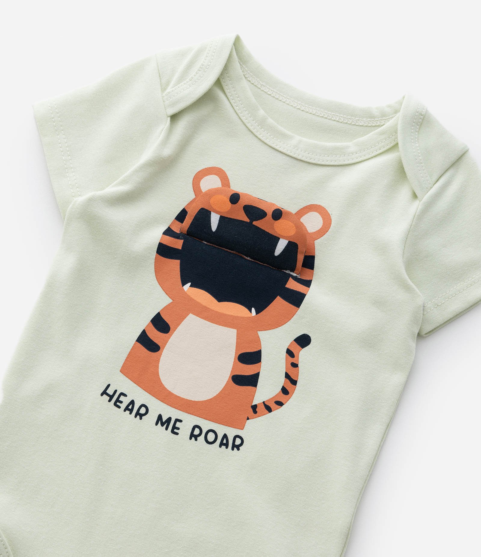 Body Infantil com Estampa Interativa de Tigrinho - Tam 0 a 18 meses Verde 7