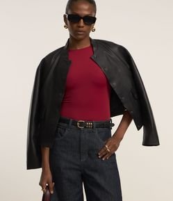 Body Básico em Poliamida com Gola Redonda