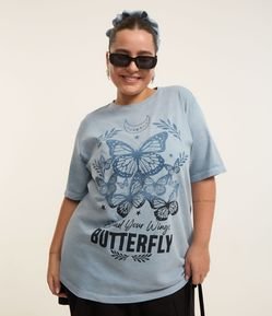 Camiseta Estonada com Estampa Borboleta Curve & Plus Size