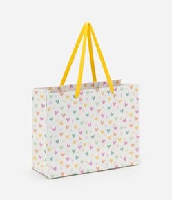 Embalagem de Presente com Estampa de corações coloridos e Alça