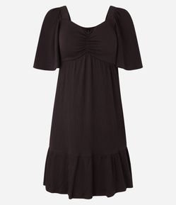 Vestido Curto Texturizado com Decote Coração