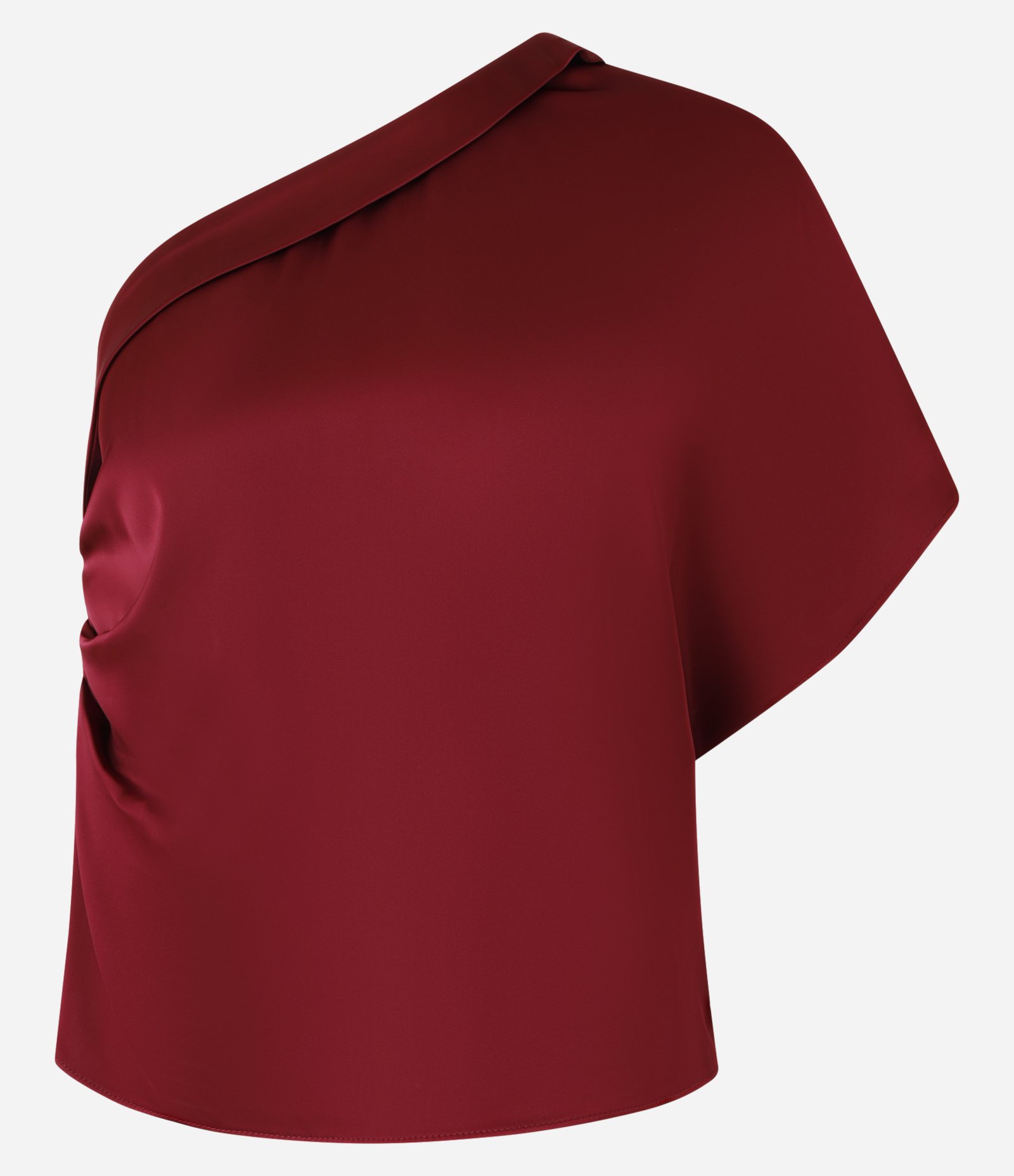Blusa Acetinada com Ombro Único e Drapeado Lateral Vermelho 5