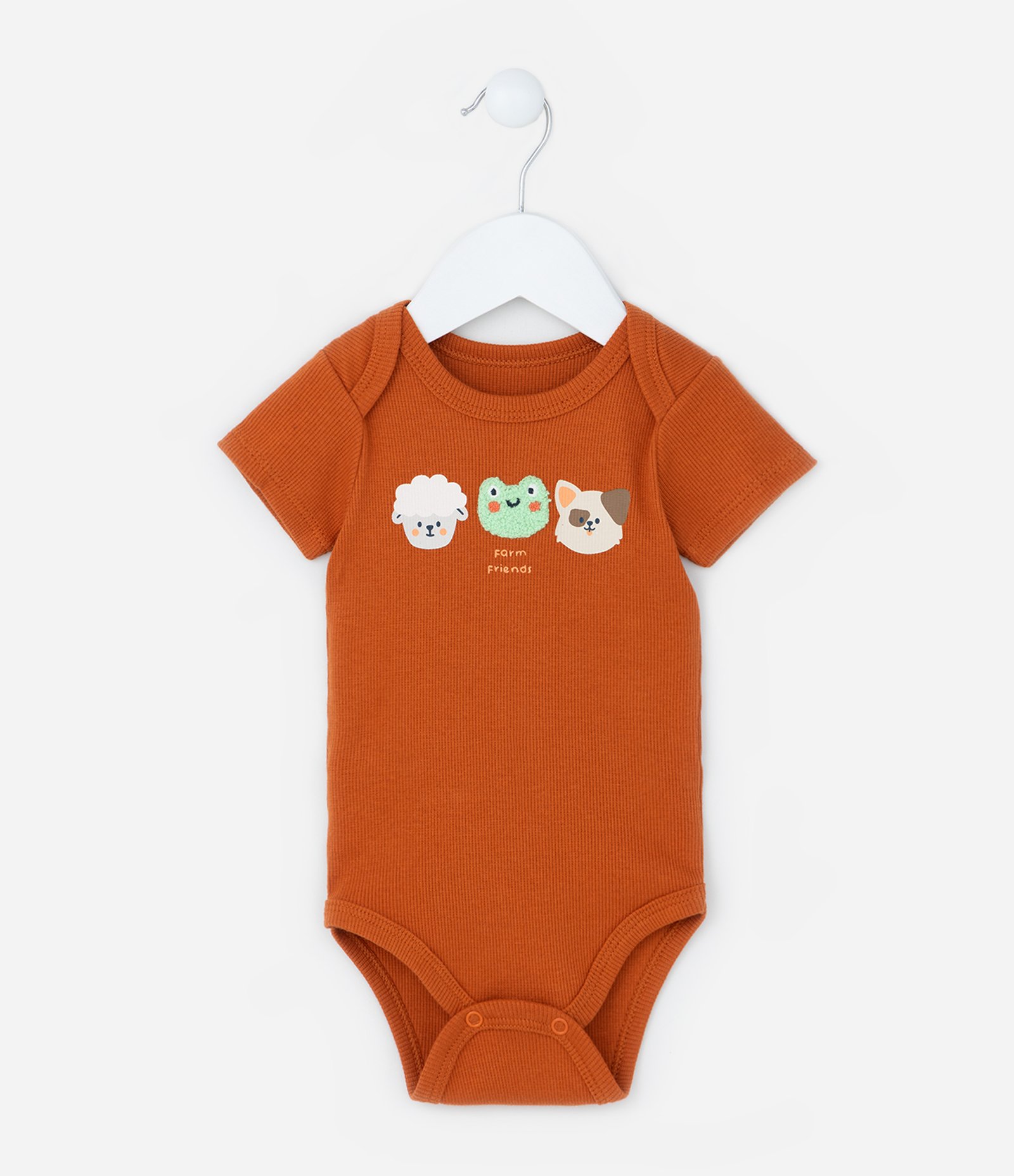 Body Infantil Canelada com Estampa Bichinhos - Tam 0 a 18 meses Laranja 1