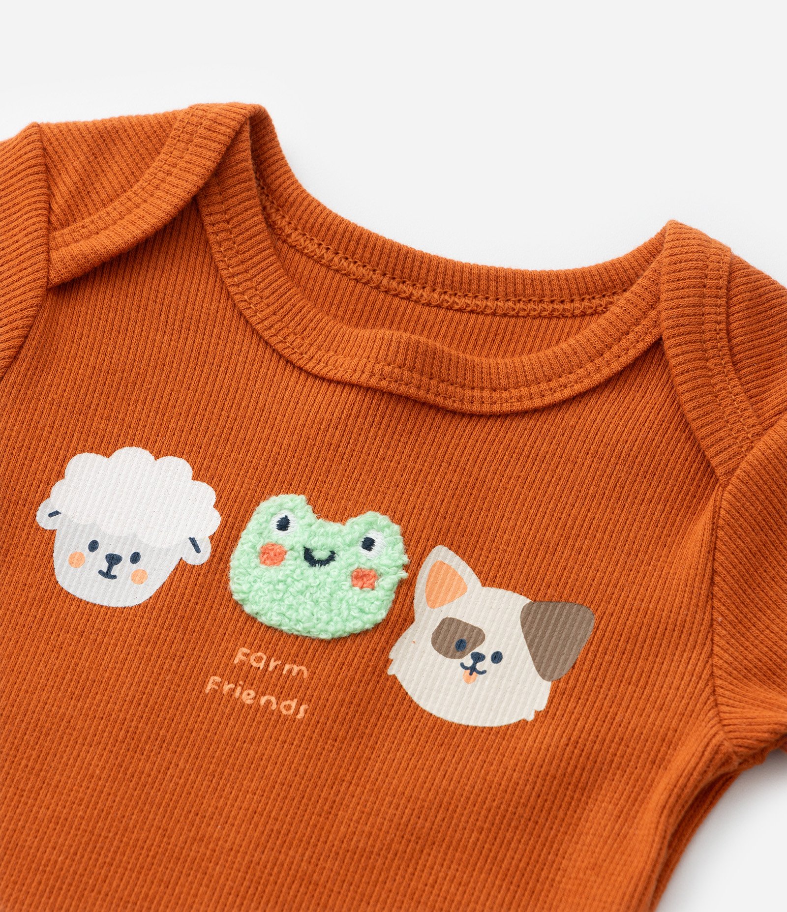 Body Infantil Canelada com Estampa Bichinhos - Tam 0 a 18 meses Laranja 6