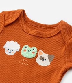 Body Infantil Canelada com Estampa Bichinhos - Tam 0 a 18 meses