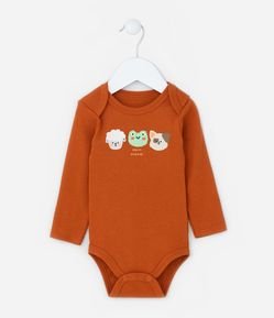 Body Infantil Canelado com Estampa Bichinhos - Tam 0 a 18 meses
