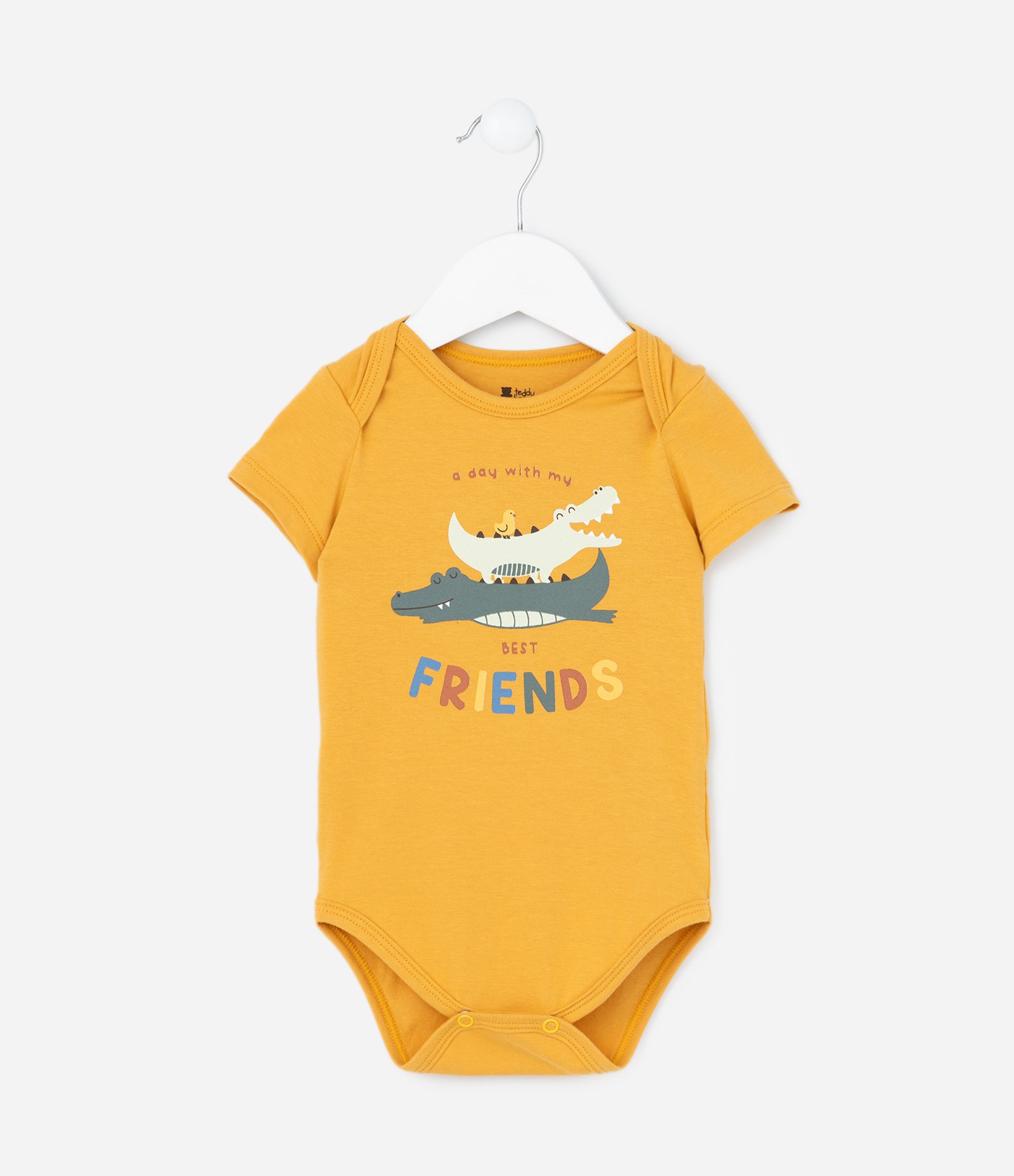 Body Infantil com Estampa de Jacarézinhos - Tam 0 a 18 meses Amarelo 1