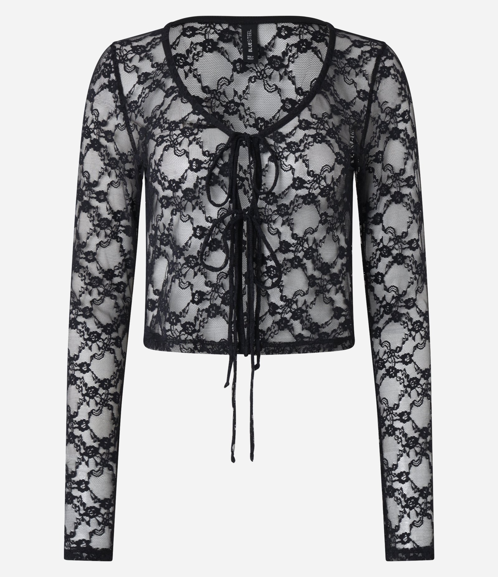 Blusa em Renda com Lacinhos Frontais Preto 6