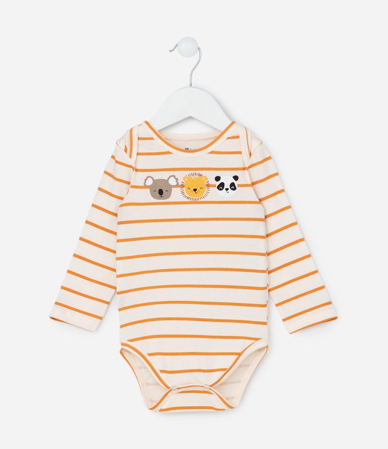 Body Infantil com Estampa de Bichinhos - Tam 0 a 18 meses Laranja/Bege 1