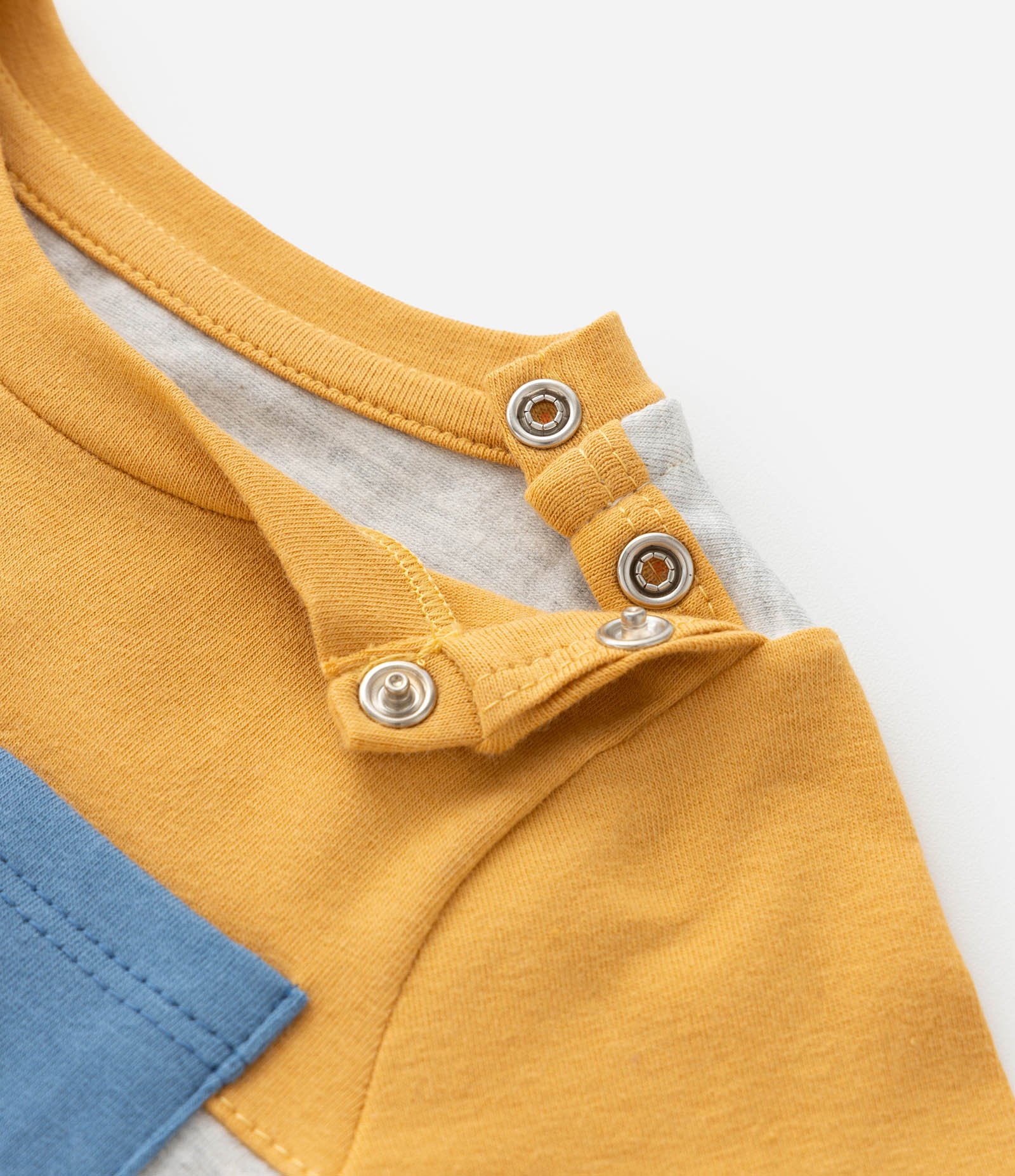 Body Infantil com Recortes e Bolso - Tam 0 a 24 meses Amarelo/Cinza 4