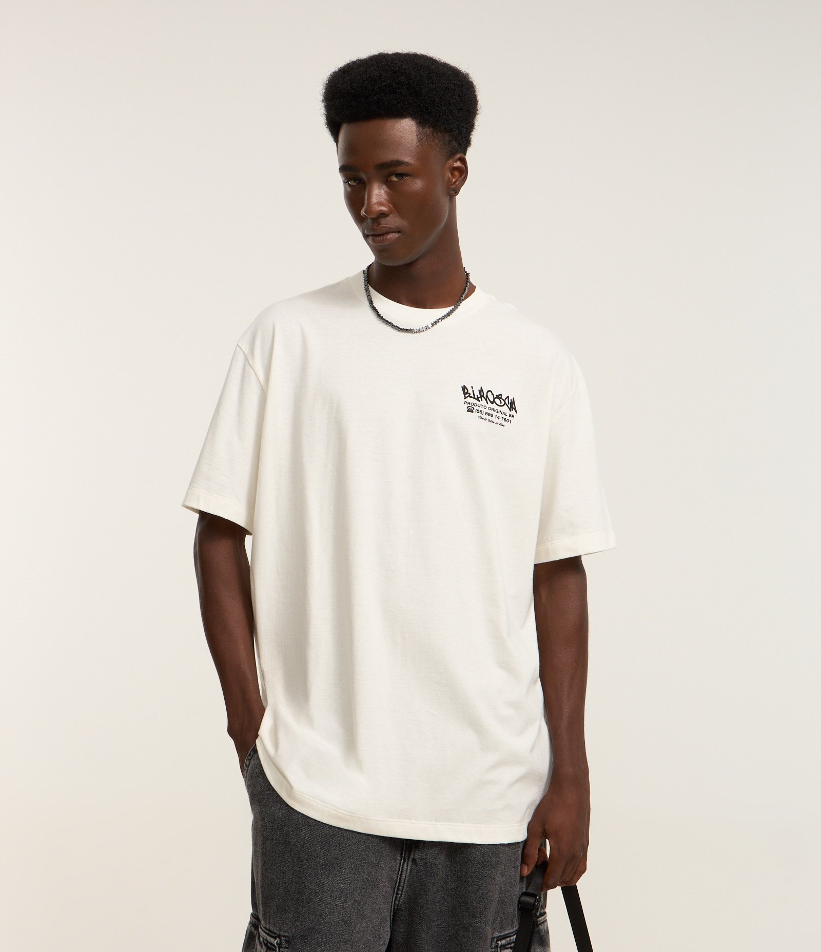 Camiseta Relaxed em Algodão com Estampa Divertida Branco 1