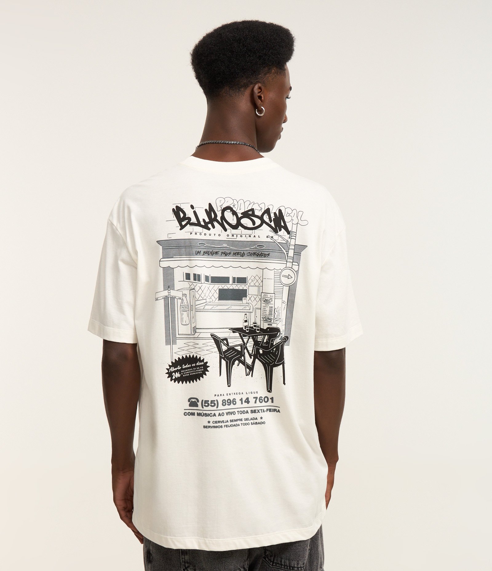 Camiseta Relaxed em Algodão com Estampa Divertida Branco 5