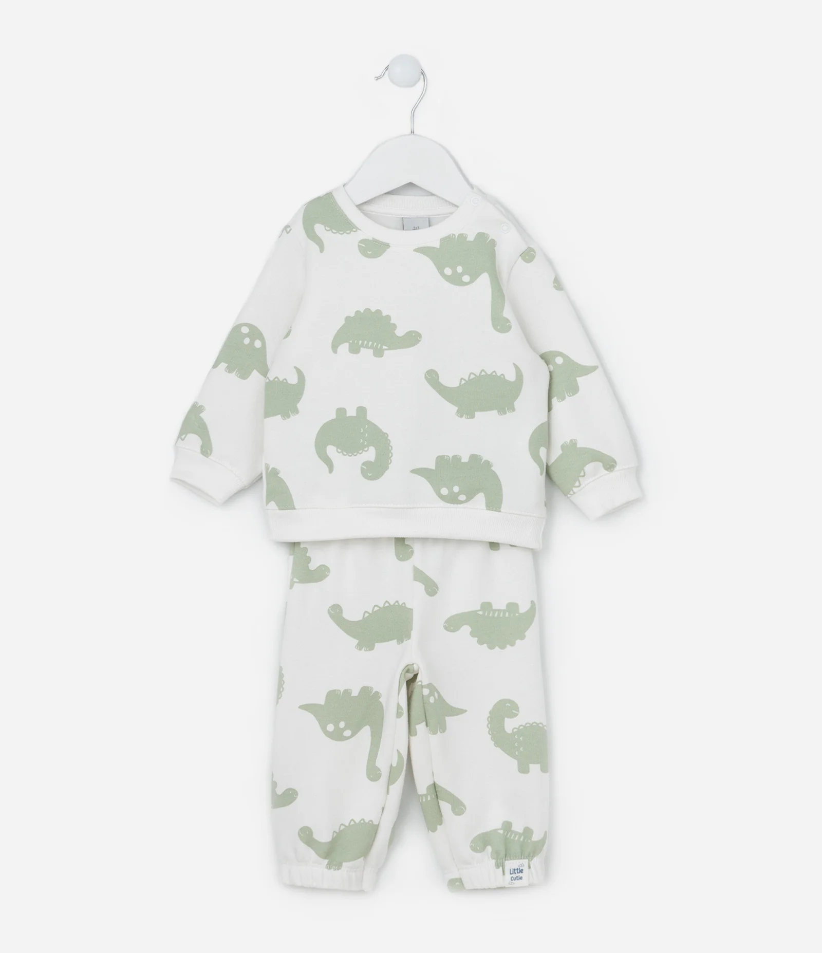 Conjunto Infantil Quentinho com Estampa Dinos - Tam 0 a 18 meses Branco/Verde 2
