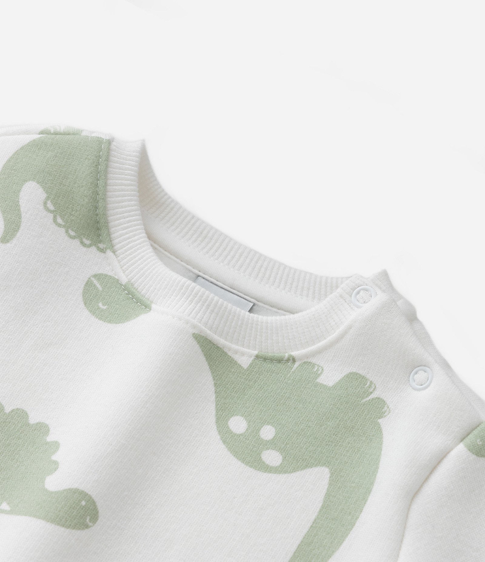 Conjunto Infantil Quentinho com Estampa Dinos - Tam 0 a 18 meses Branco/Verde 7