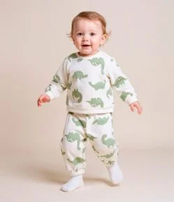 Conjunto Infantil Quentinho com Estampa Dinos - Tam 0 a 18 meses