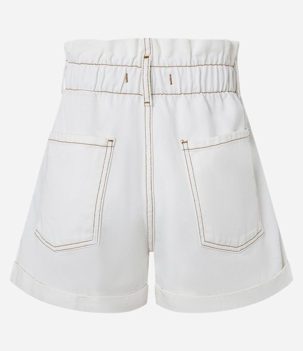 Short Baggy em Sarja com Cós Duplo e Elástico na Cintura