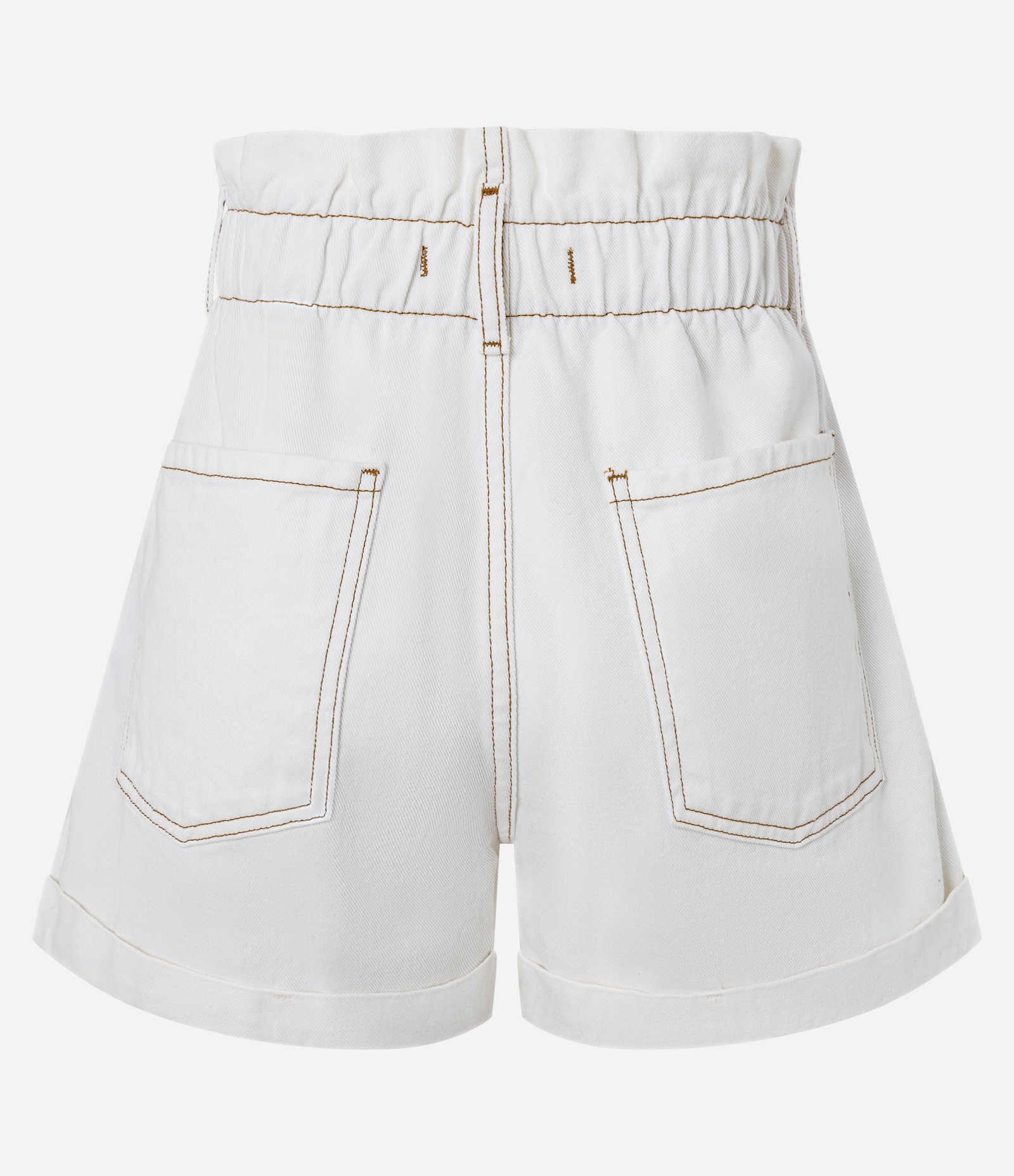 Short Baggy em Sarja com Cós Duplo e Elástico na Cintura Branco 2