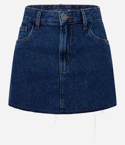 Saia Curta em Jeans com Barra Desfiada