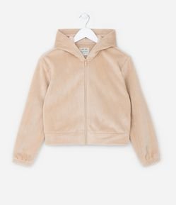Jaqueta Infantil em Plush Canelada - Tam 5 a 14 Anos