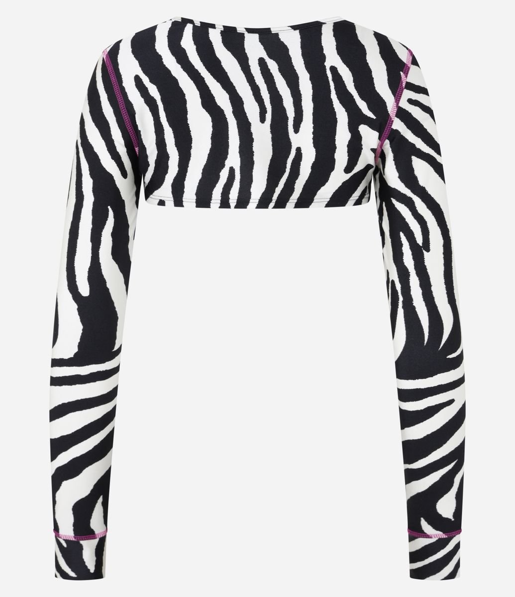 Capras カプラス ARTISTA ACX Ephemera 8'4 #4 Blusa Cropped Texturizada com Lastex e Estampa Floral Off White