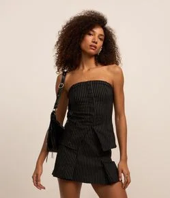 Colete Longo Tomara que Caia em Bengaline Listrado