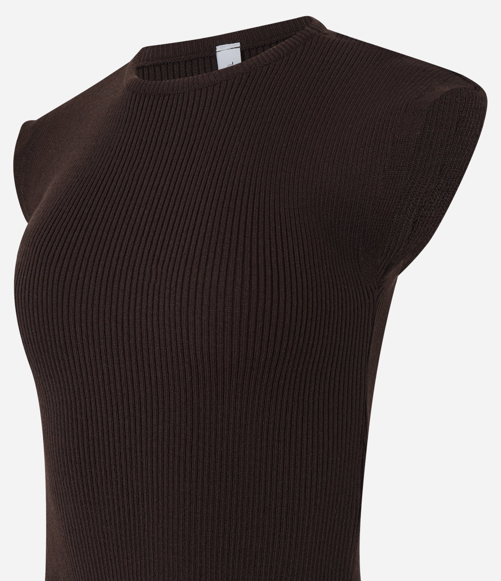 Blusa Curta e Canelada em Tricô com Ombro Alongado 5