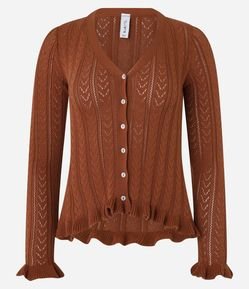 Blusa em Tricô com Botões e Babadinho na Barra