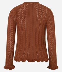 Blusa em Tricô com Botões e Babadinho na Barra