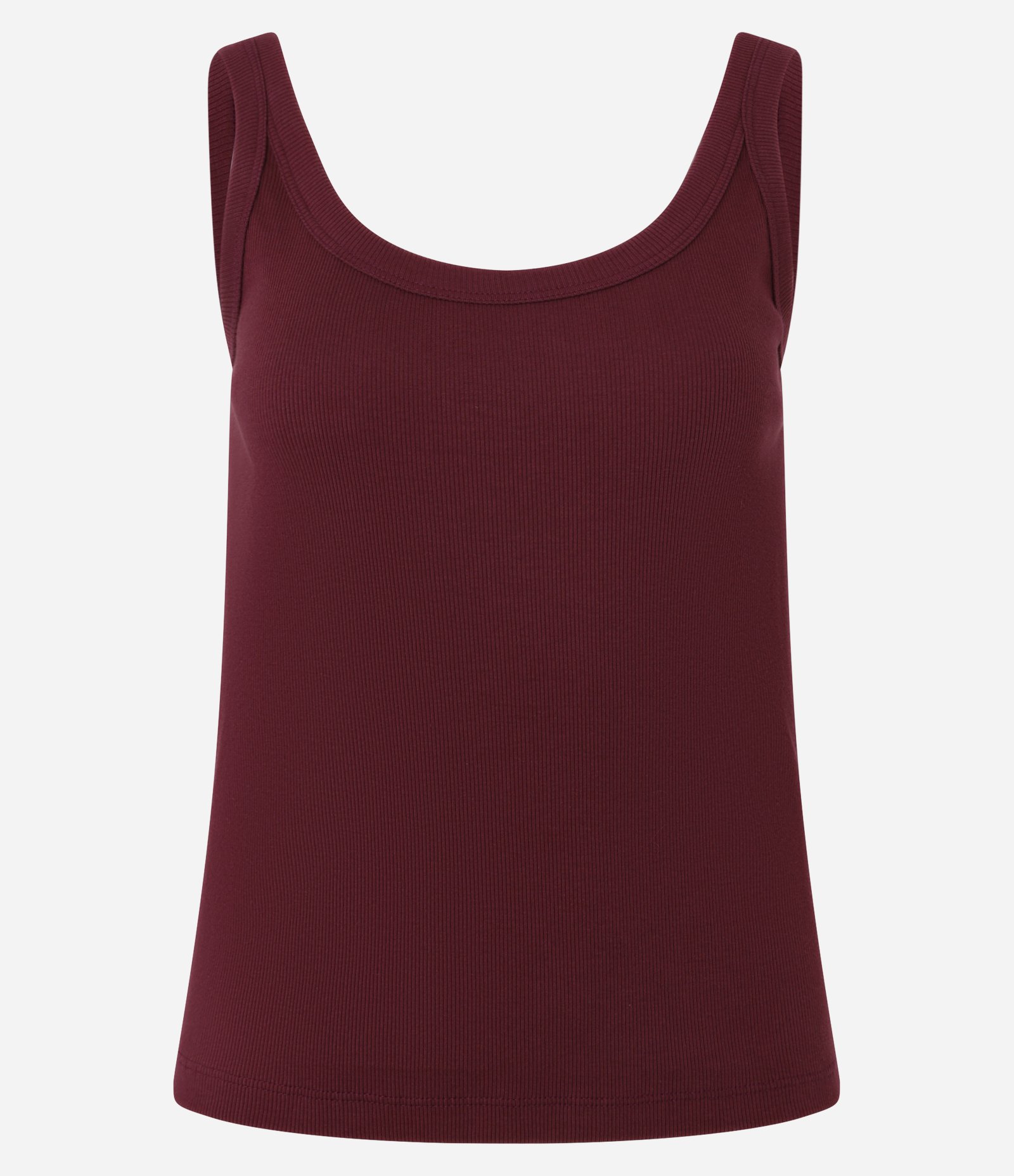 Blusa Regata em Ribana com Decote U Vermelho