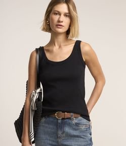 Blusa Regata em Ribana com Decote U