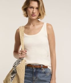 Blusa Regata em Ribana com Decote U