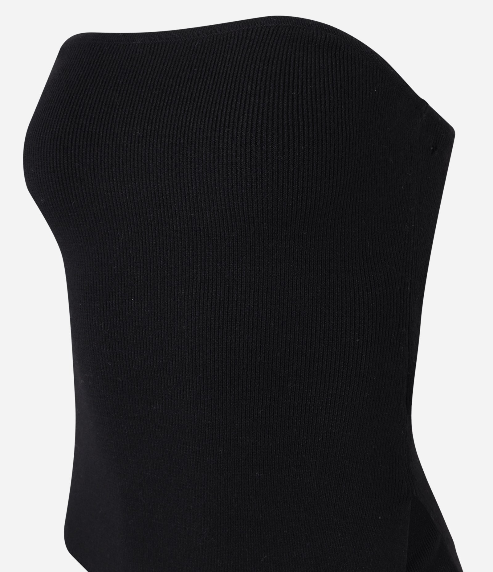 Blusa Tomara Que Caia Canelada em Tricô com Barra Assimétrica Preto 2