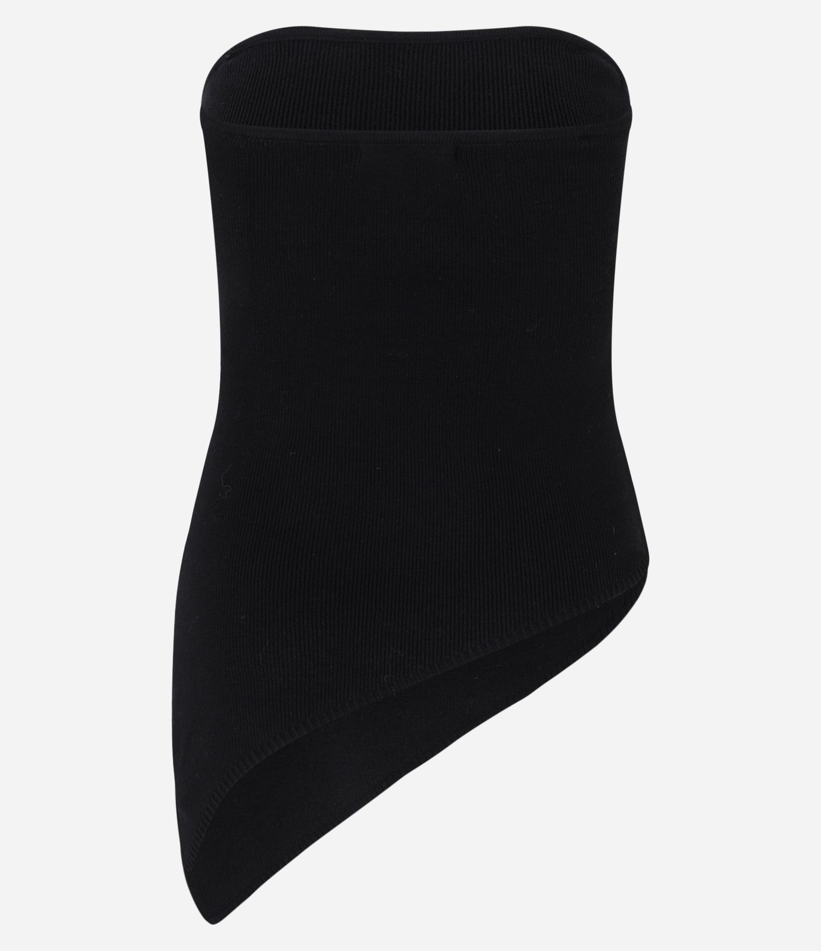 Blusa Tomara Que Caia Canelada em Tricô com Barra Assimétrica Preto 3