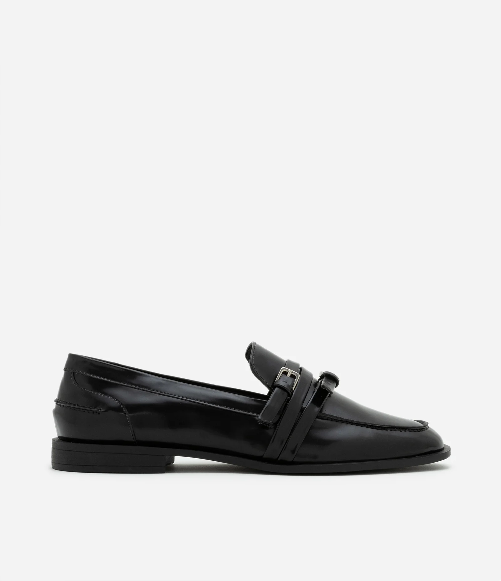 Sapato Mocassim com Multi Tiras e Fivelas Preto 1