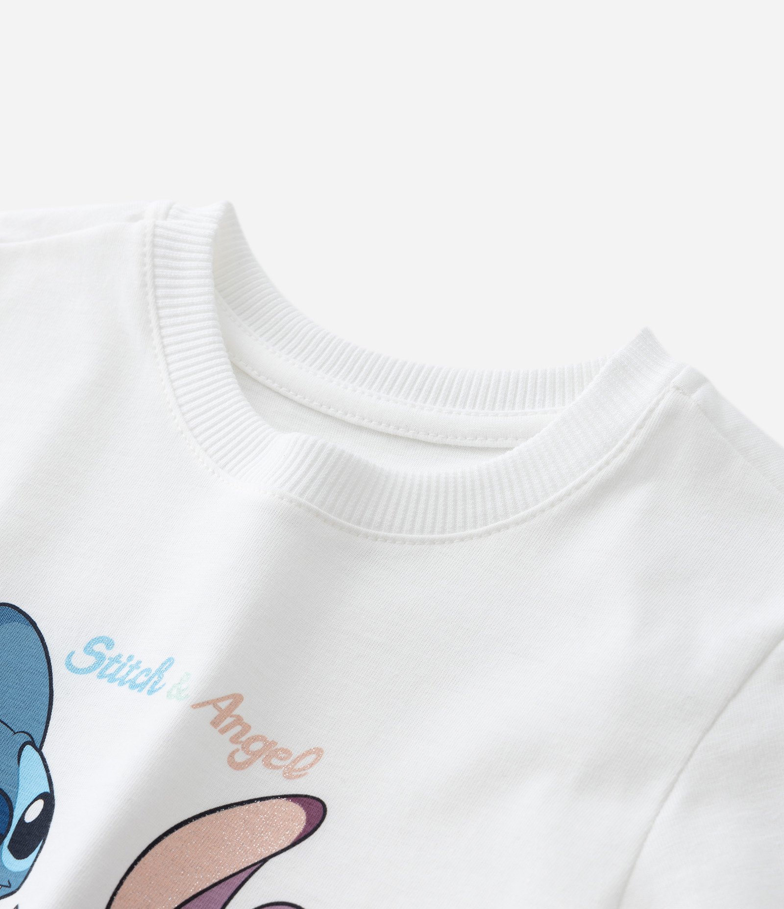 Camiseta Infantil com Estampa Stitch e Angel - Tam 1 a 6 Anos Branco 4