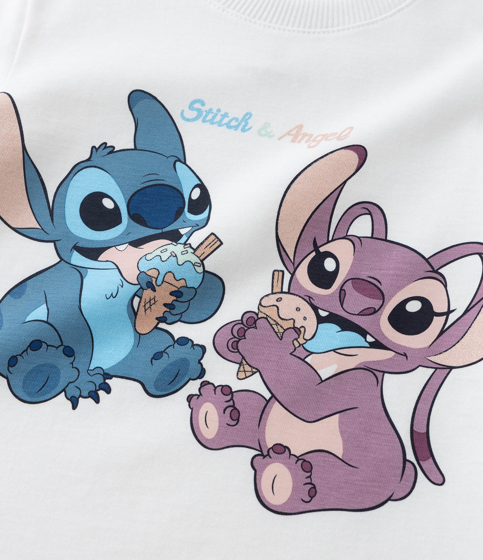 Camiseta Infantil com Estampa Stitch e Angel - Tam 1 a 6 Anos Branco 5