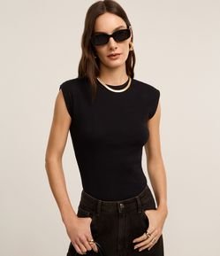 Blusa Canelada em Ribana com Manga Sem Cava