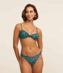 Biquíni Calcinha em Microfibra com Estampa Folhagem Poá