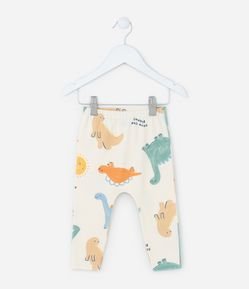 Calça Infantil em Suedine com Estampa Dinos - Tam 0 a 18 meses