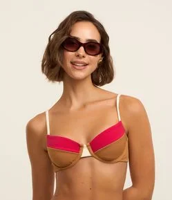 Biquíni Top Meia Taça com Blocos de Cor