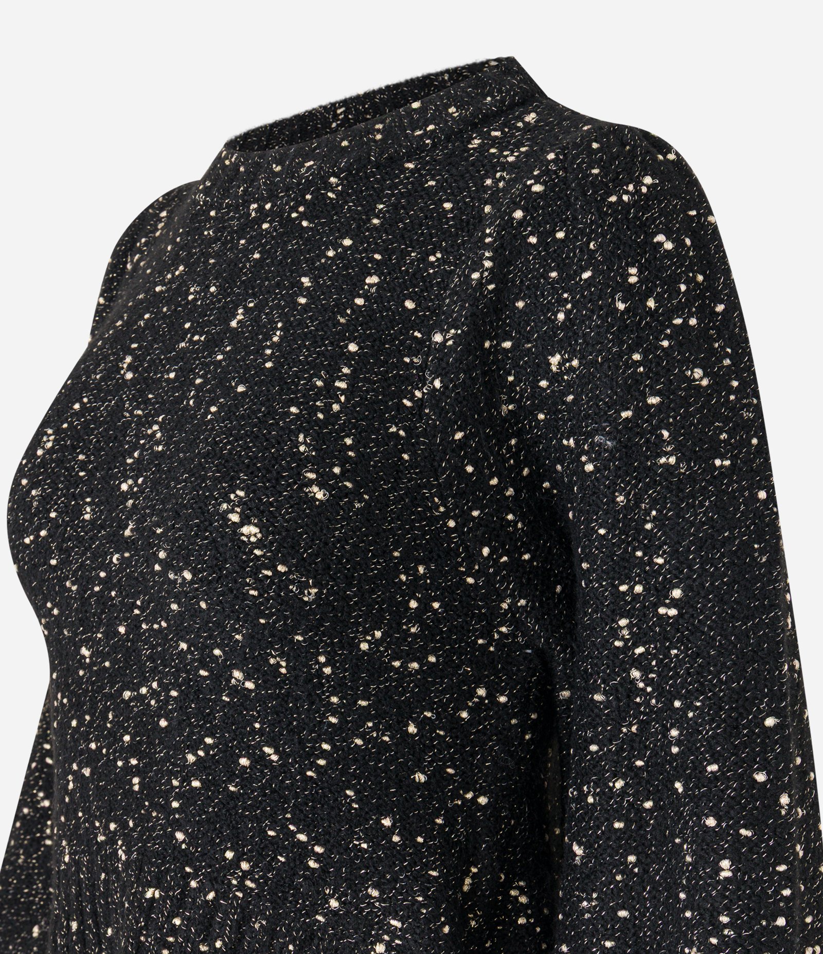 Suéter em Tricô com Manga Ampla com Fio Metalizado Botonê Preto 7