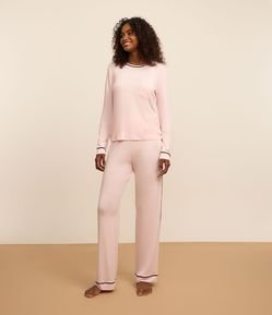 Pijama Longo em Viscolycra com Viés Contrastante