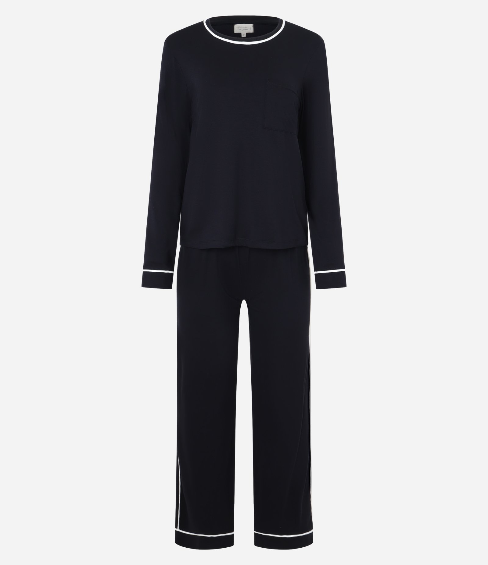 Pijama Longo em Viscose com Viés Contrastante Preto 5