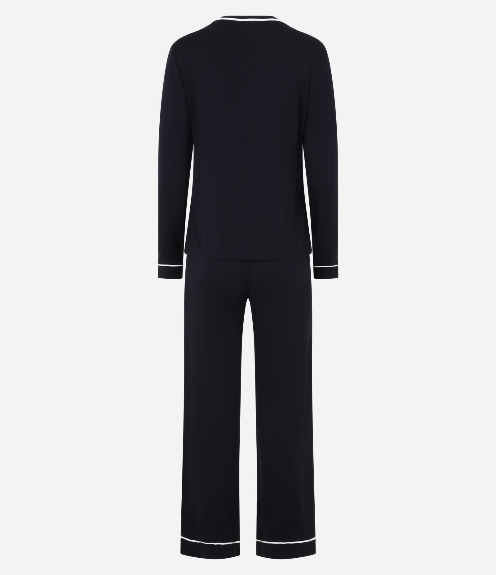 Pijama Longo em Viscose com Viés Contrastante Preto 6