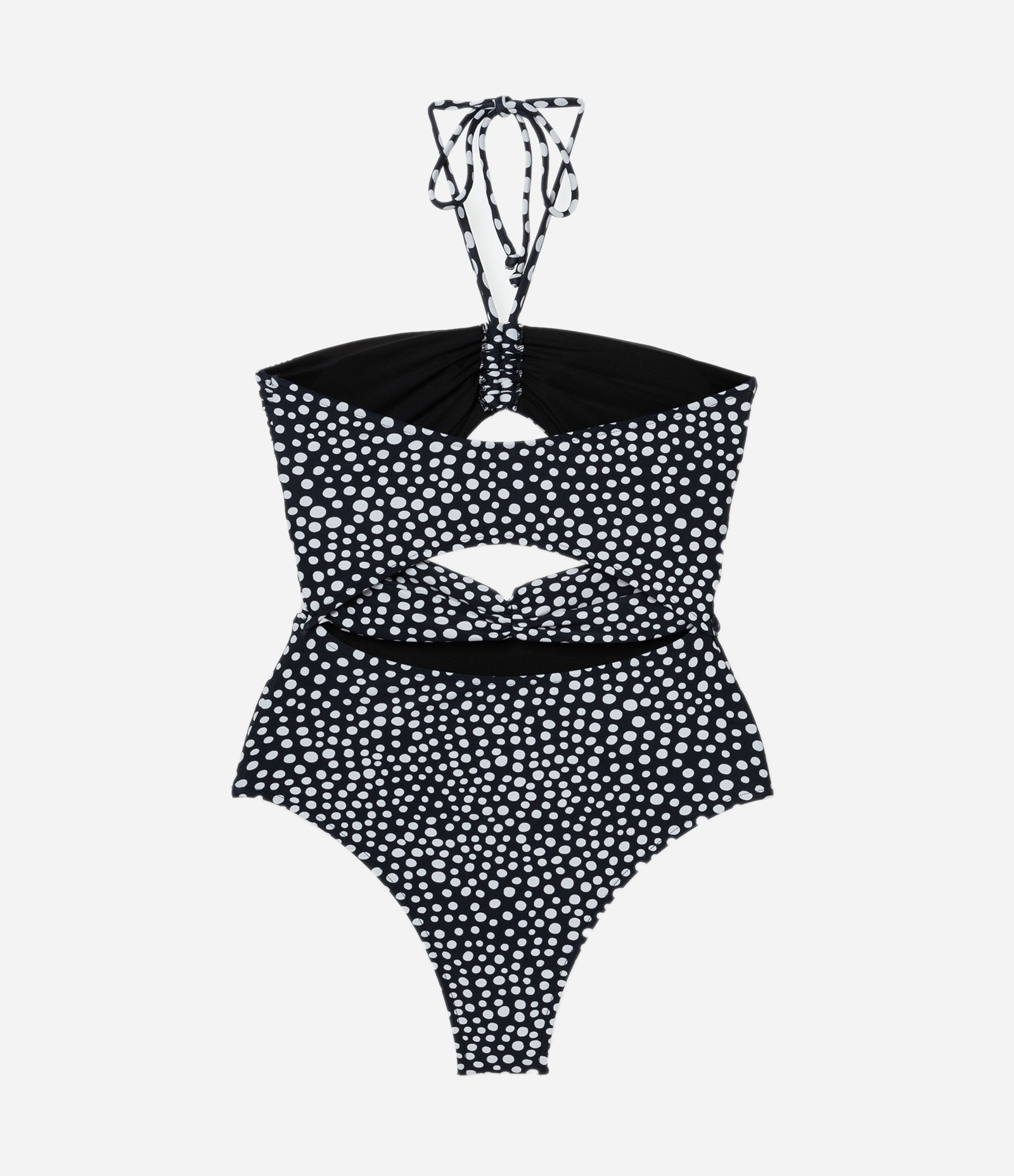 Maio em Microfibra com Estampa de Poá e Recorte Vazado Preto/Branco 6