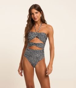 Maio em Microfibra com Estampa de Poá e Recorte Vazado