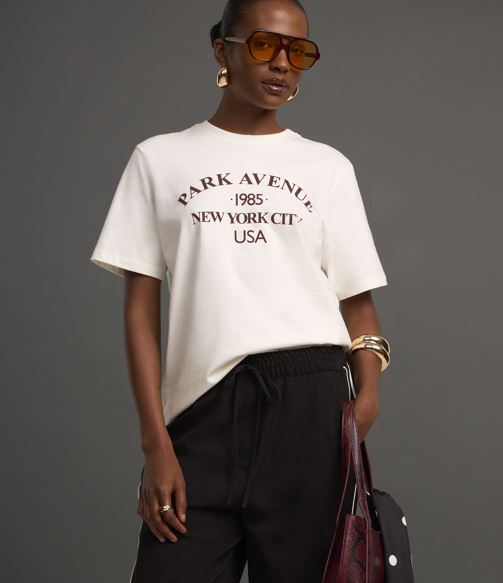 Camiseta em Algodão com Estampa Park Avenue Nyc Branco 6