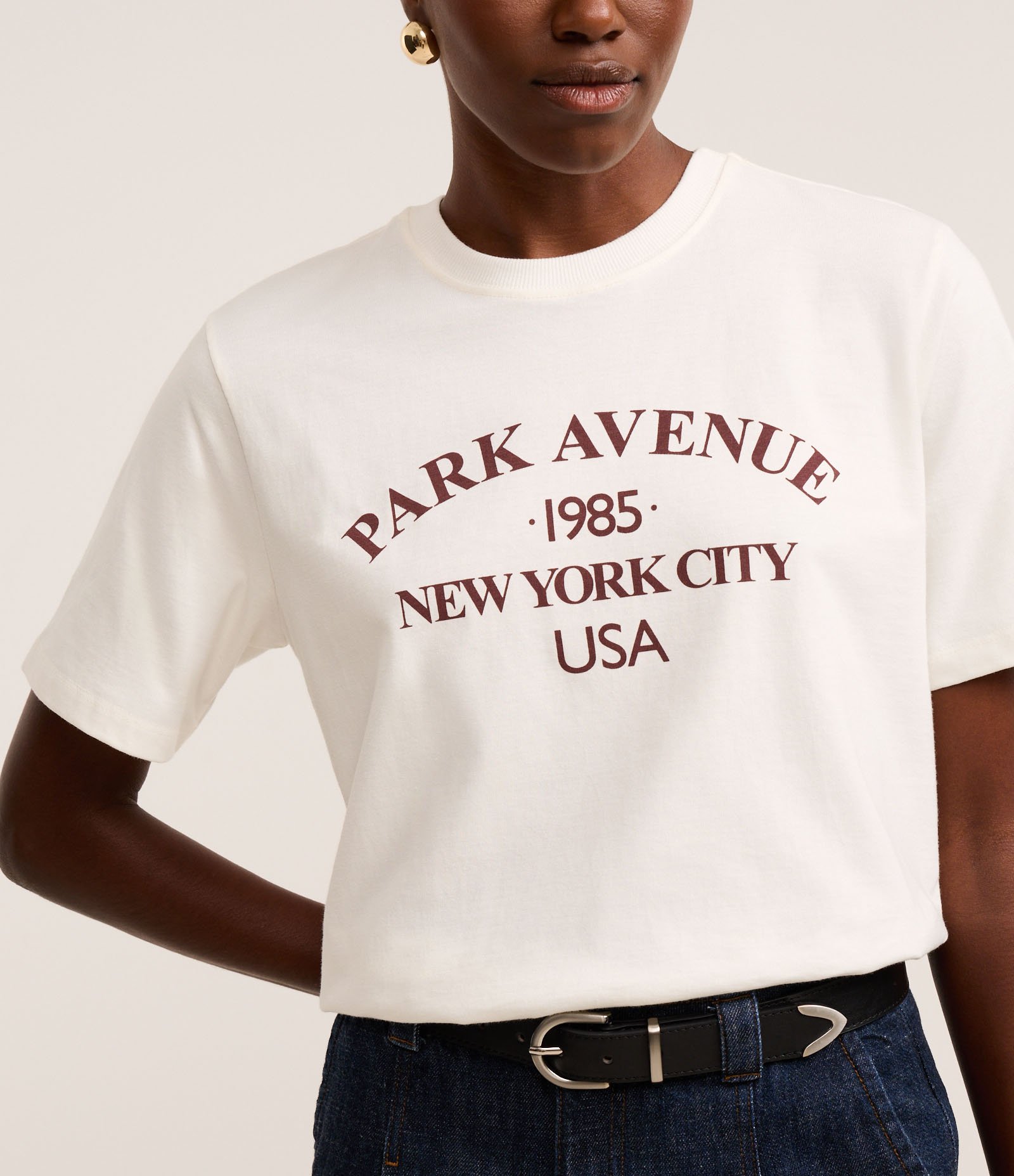 Camiseta em Algodão com Estampa Park Avenue Nyc Branco 5